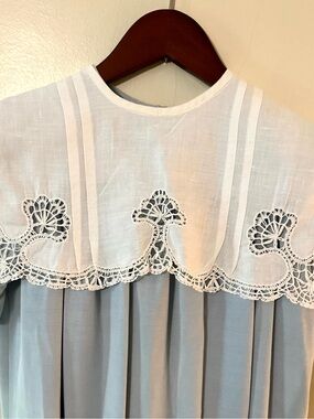 White Girl's Lace-Trim Lace Collar Top